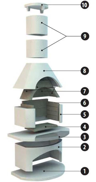 Outdoor Fireplace & BBQ | Rondo (White/Mocca/Grey) - Image 14