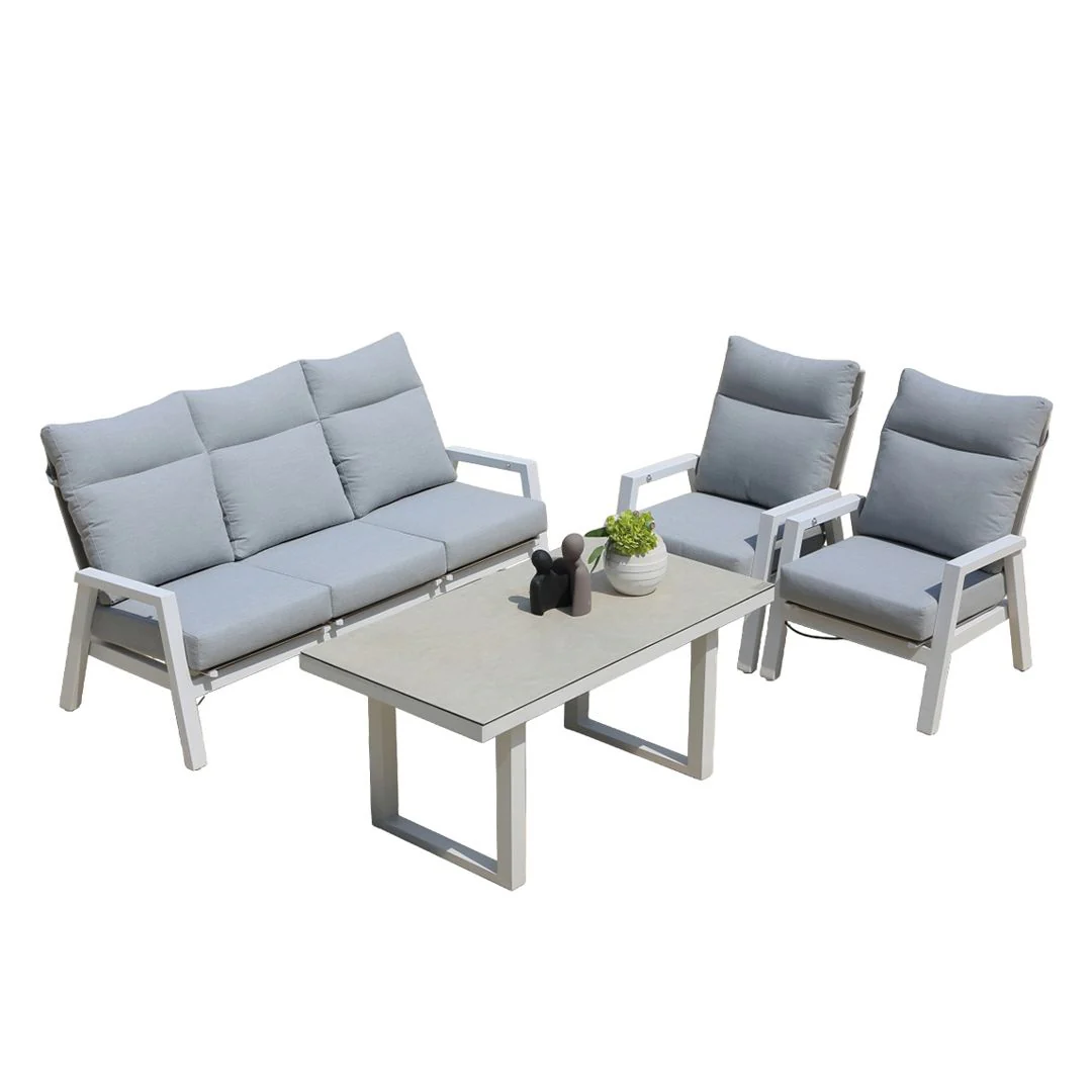 Alura 4 Pc Recliner Outdoor Lounge Setting White - Image 4
