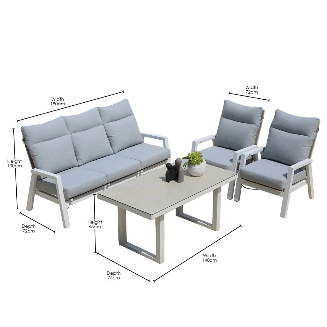 Alura 4 Pc Recliner Outdoor Lounge Setting White - Image 6