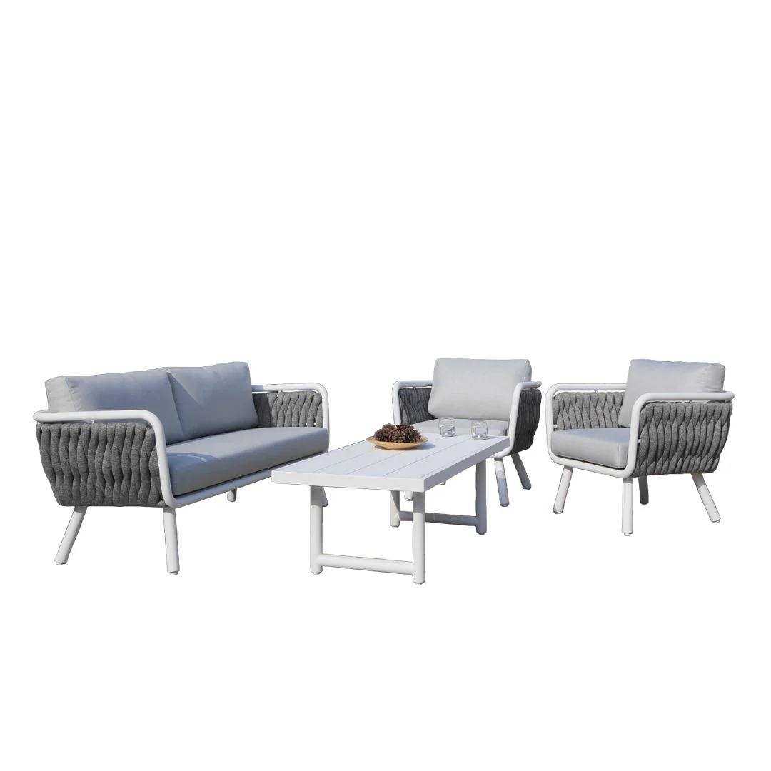 Volta V3 4 Pc Outdoor Lounge Setting White | Charcoal - Image 3