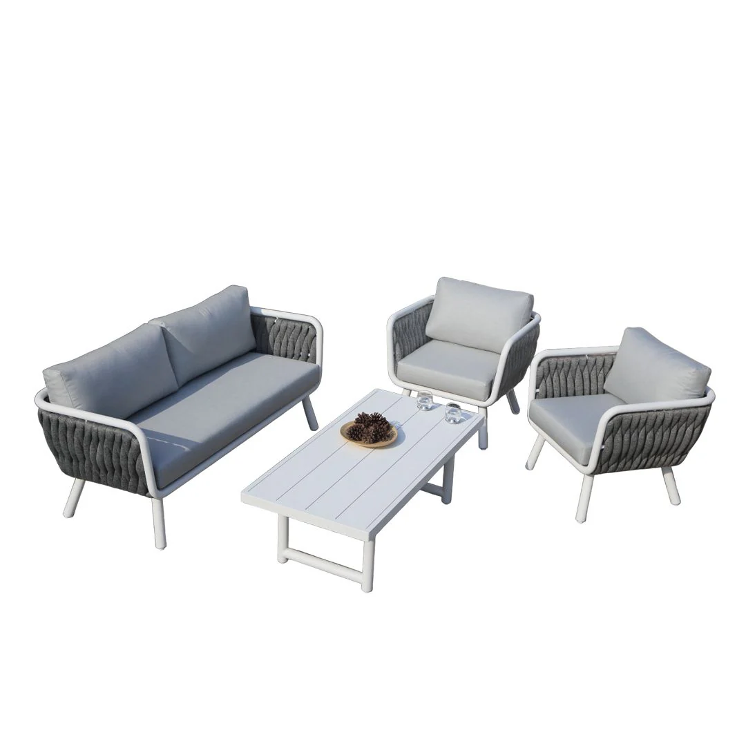 Volta V3 4 Pc Outdoor Lounge Setting White | Charcoal - Image 4