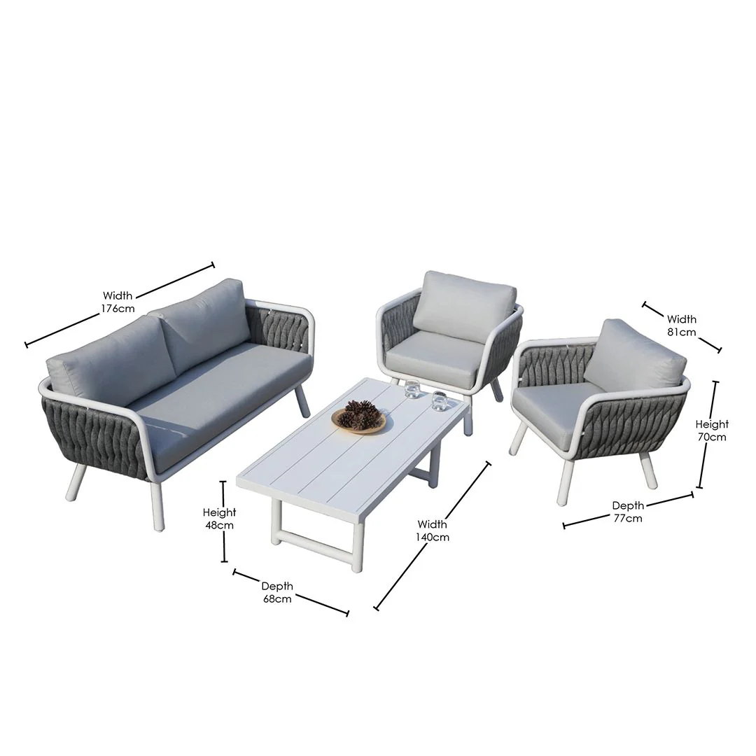 Volta V3 4 Pc Outdoor Lounge Setting White | Charcoal - Image 5