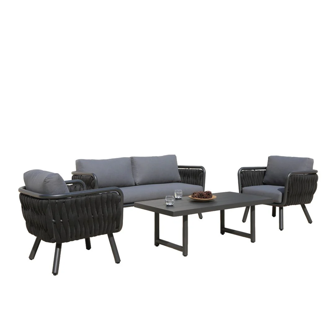 Volta V3 4 Pc Outdoor Lounge Setting White | Charcoal - Image 6