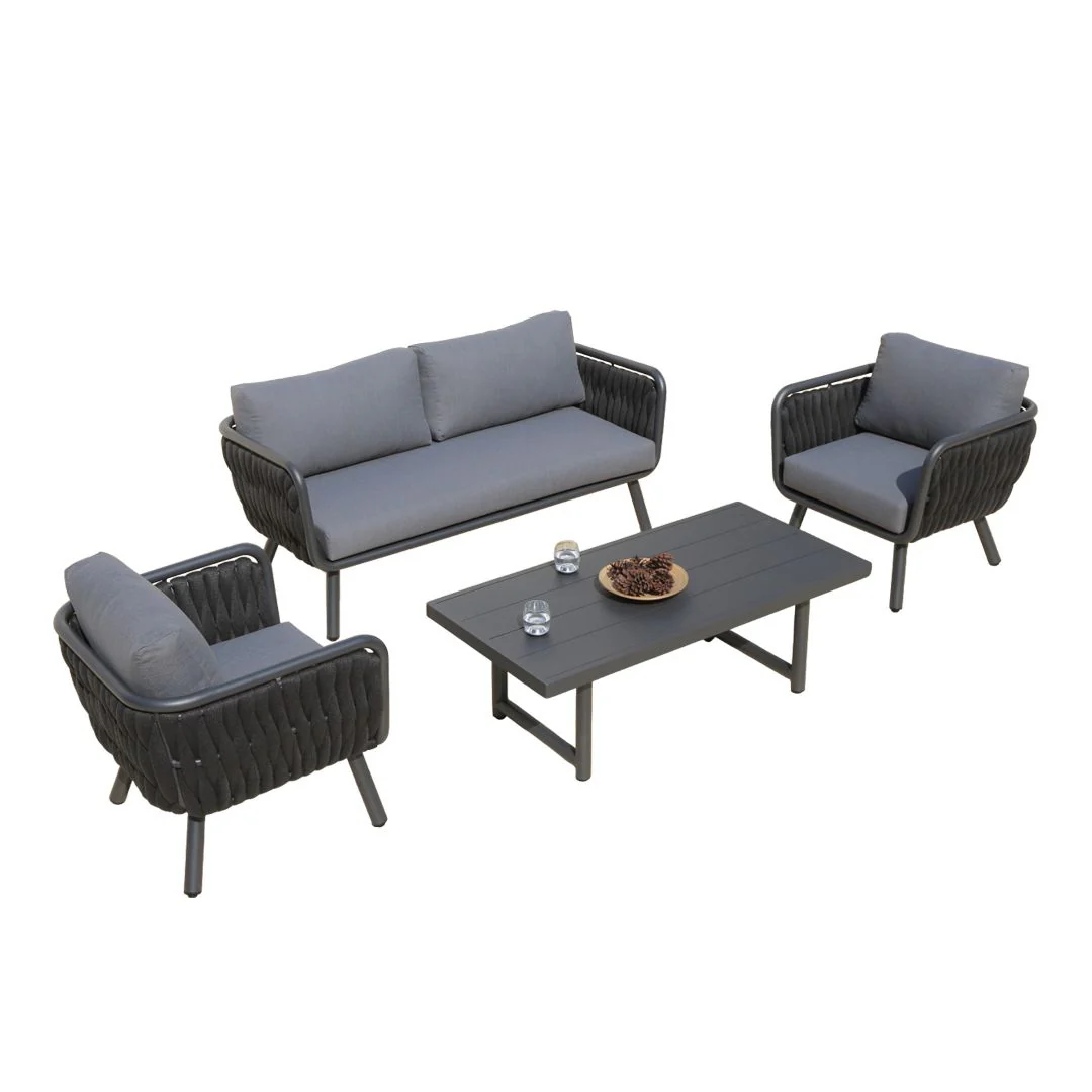 Volta V3 4 Pc Outdoor Lounge Setting White | Charcoal - Image 7