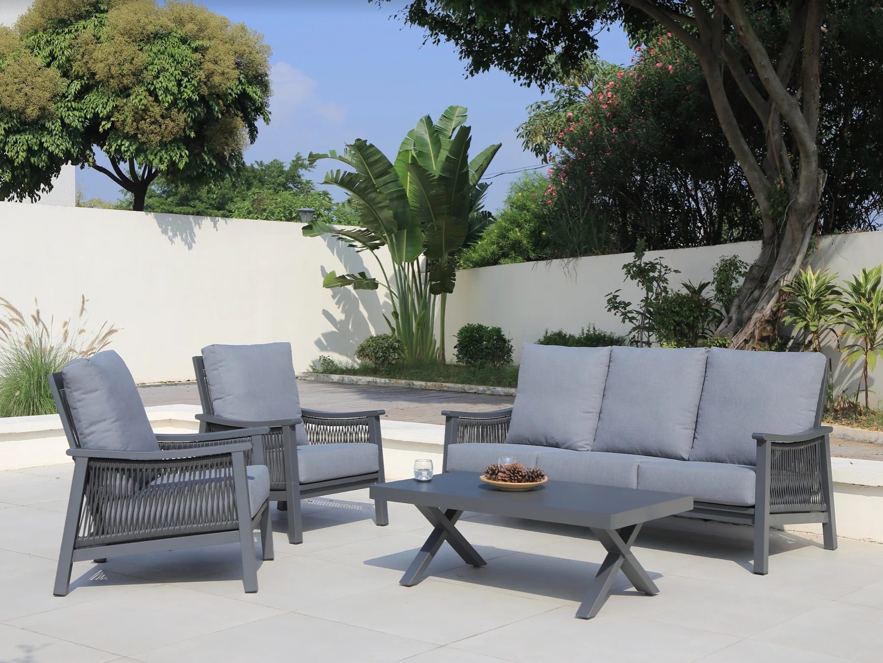Pearl 6 Pc Outdoor Lounge Setting Charcoal - Image 3