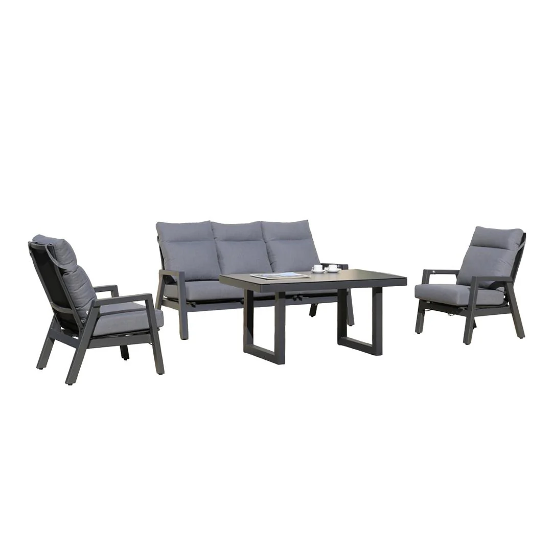 Alura 4 Pc Recliner Outdoor Lounge Setting Charcoal - Image 4