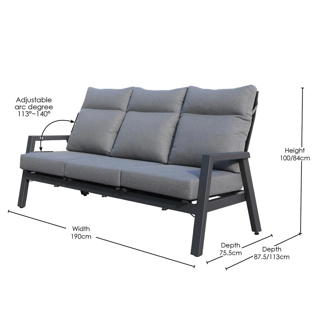 Alura 4 Pc Recliner Outdoor Lounge Setting Charcoal - Image 5