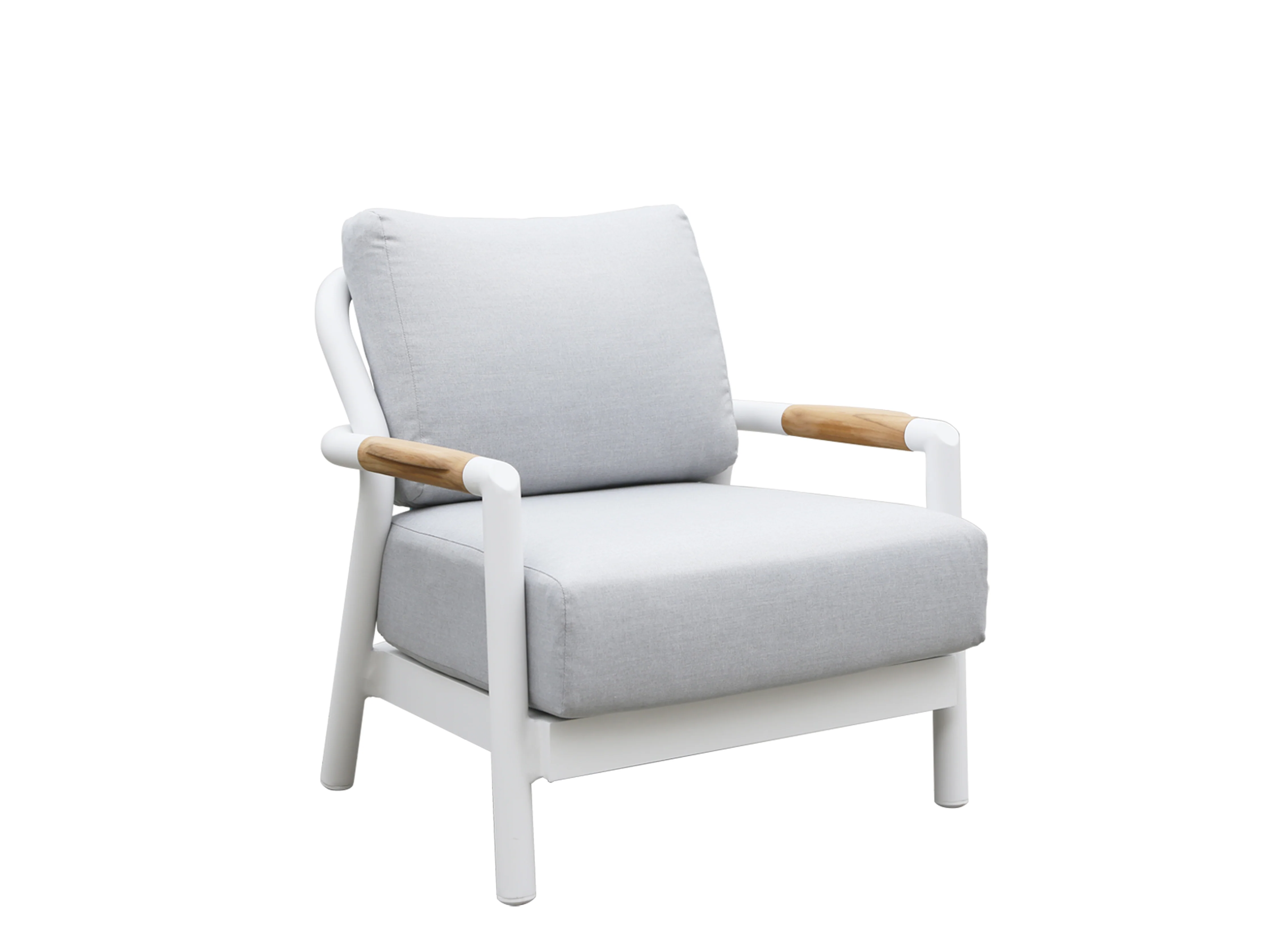 Cambridge 4 Piece | Outdoor Lounge Setting | White Aluminium & Teak - Image 3