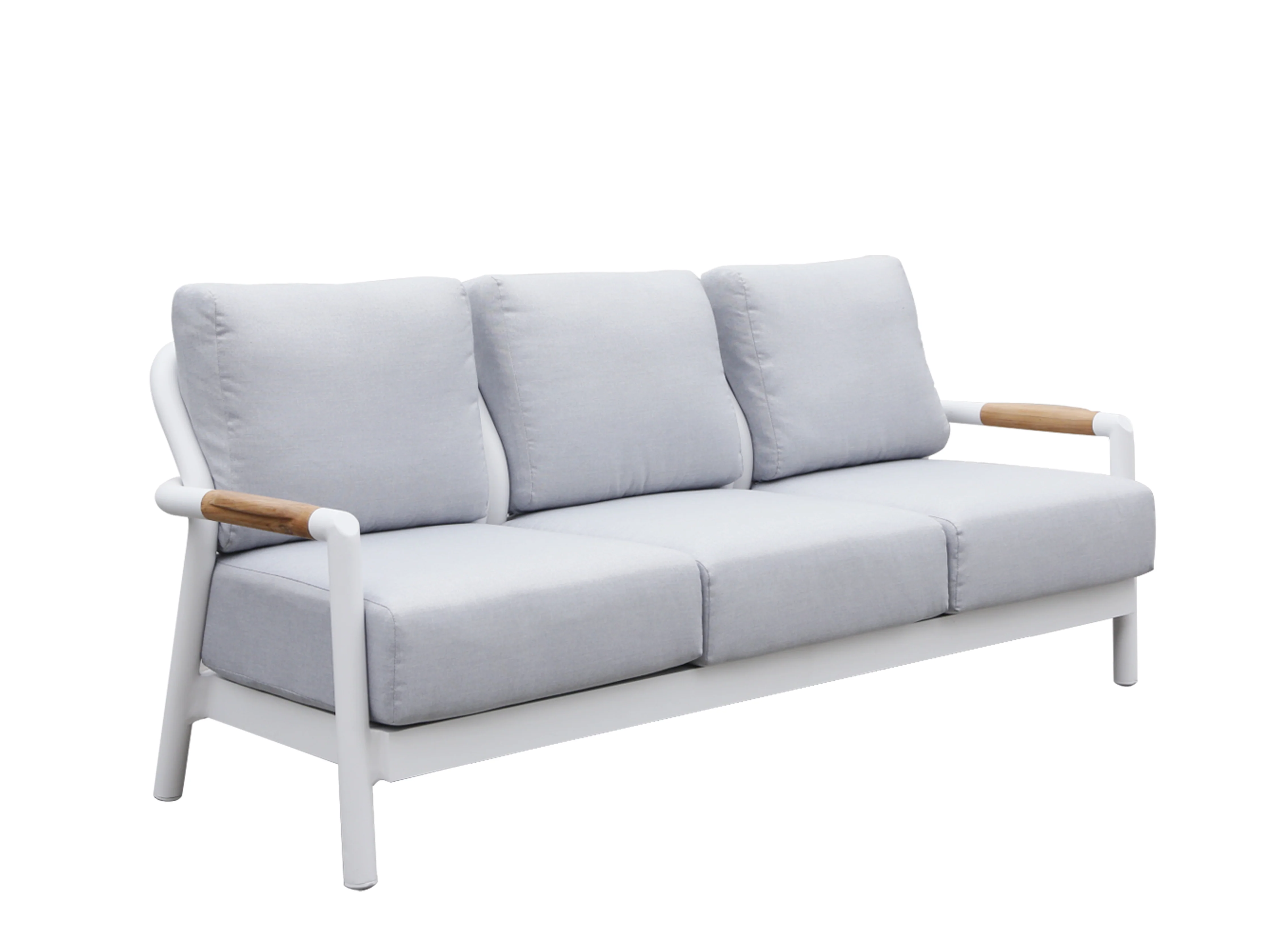 Cambridge 4 Piece | Outdoor Lounge Setting | White Aluminium & Teak - Image 4
