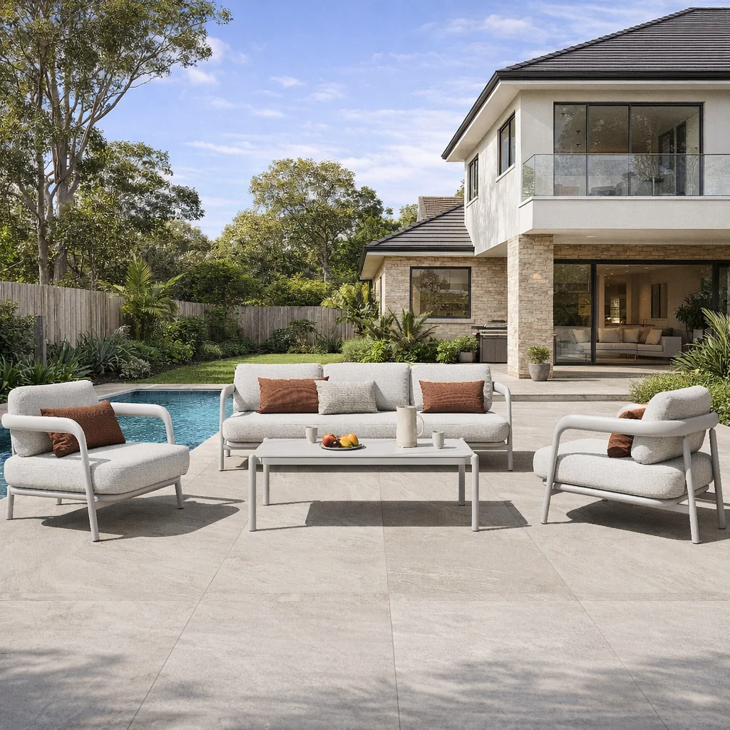 Diamond 4 Pc Outdoor Lounge Setting - White - Image 5