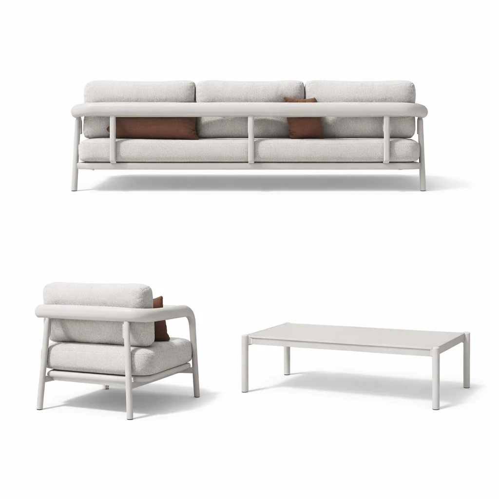 Diamond 4 Pc Outdoor Lounge Setting - White - Image 7