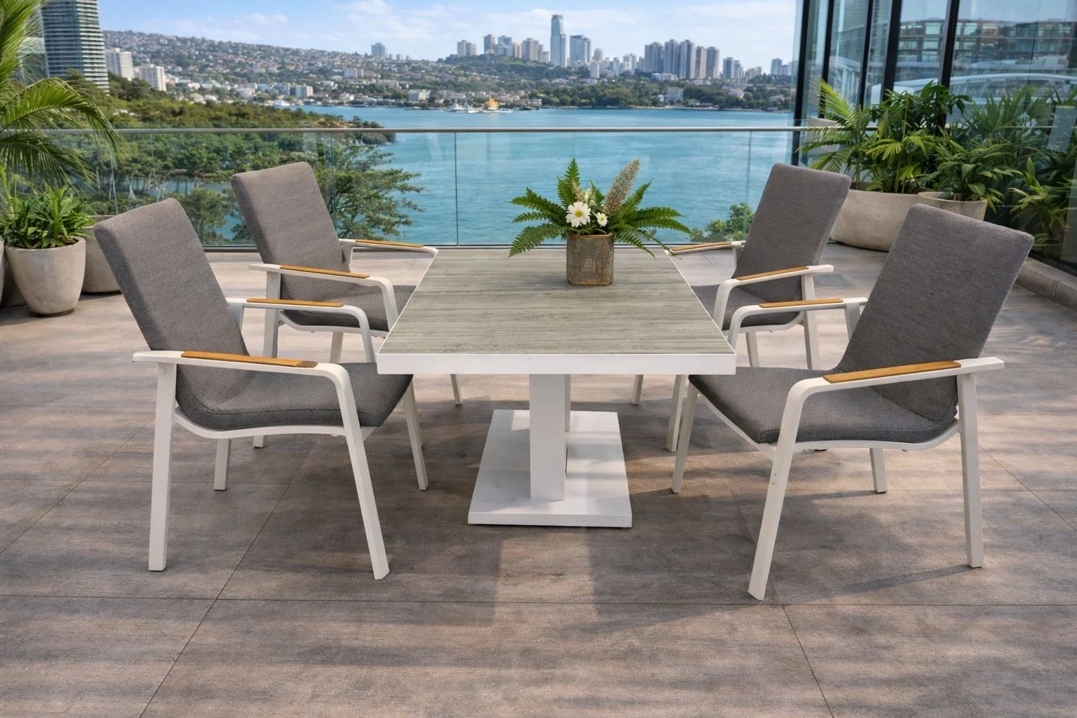Mayfair Cruz 5pc Outdoor Dining Set - White - Image 5