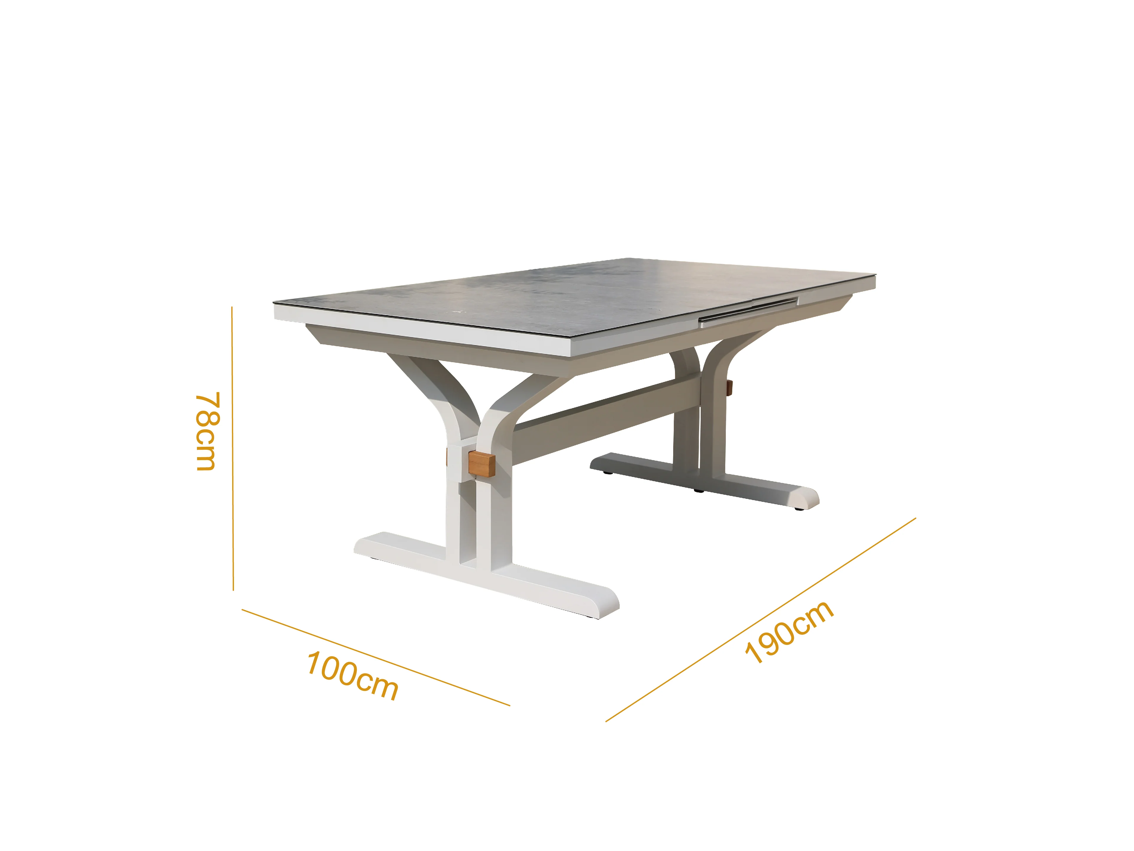 Metro 190/250 Extension Outdoor Dining Table White (Stone Flax Tabletop Finish) - Image 6