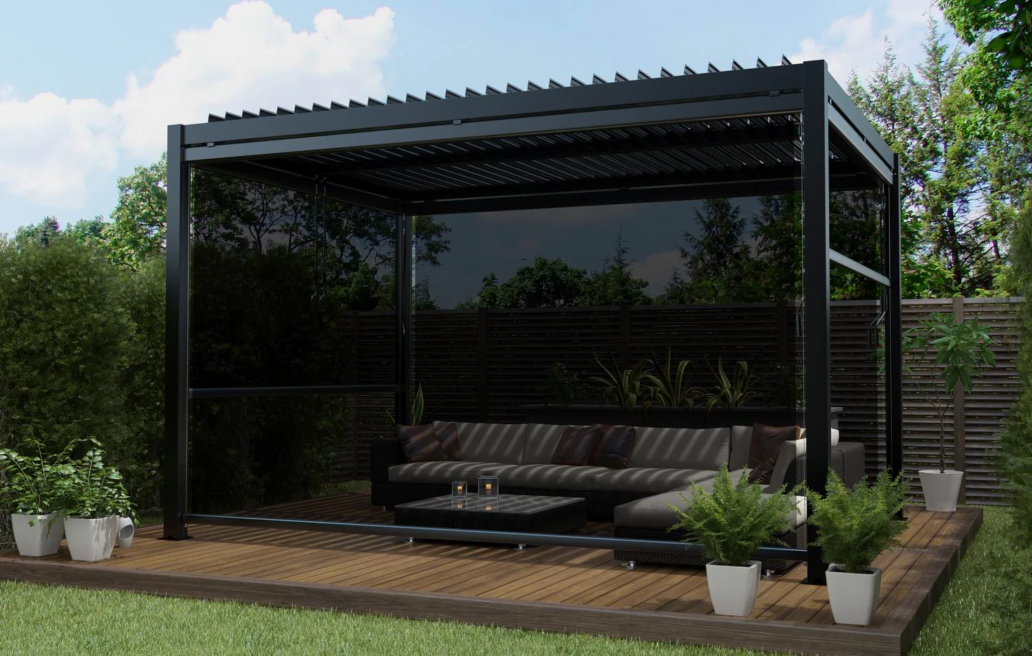 Outdoor Pergola Blind for 3m Side - Sling Shade fabric wall - Image 3