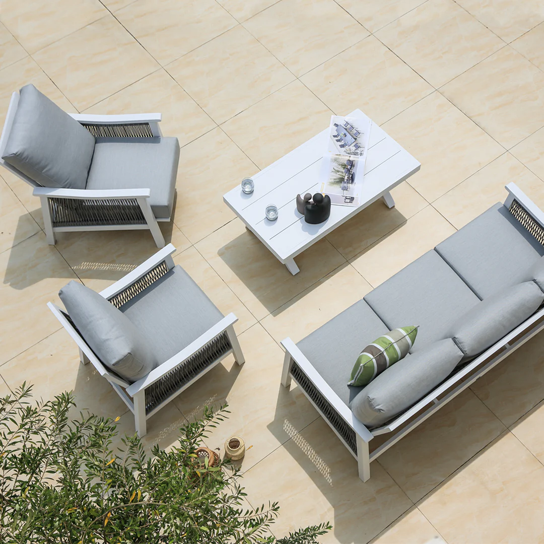 Pearl 6 Pc Outdoor Lounge Setting | White - Image 4