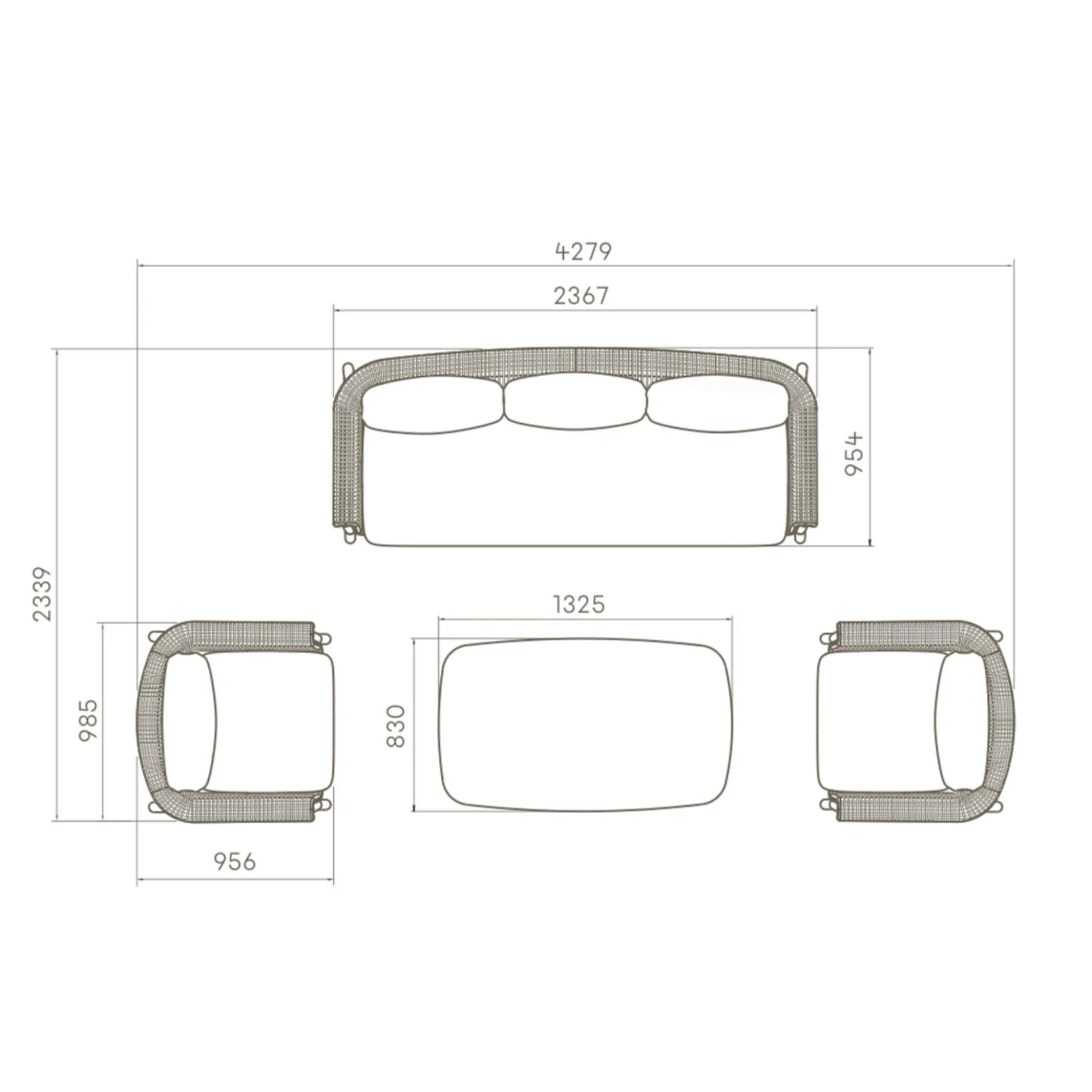 Pisa 3 Pc Outdoor Lounge Setting - Image 6