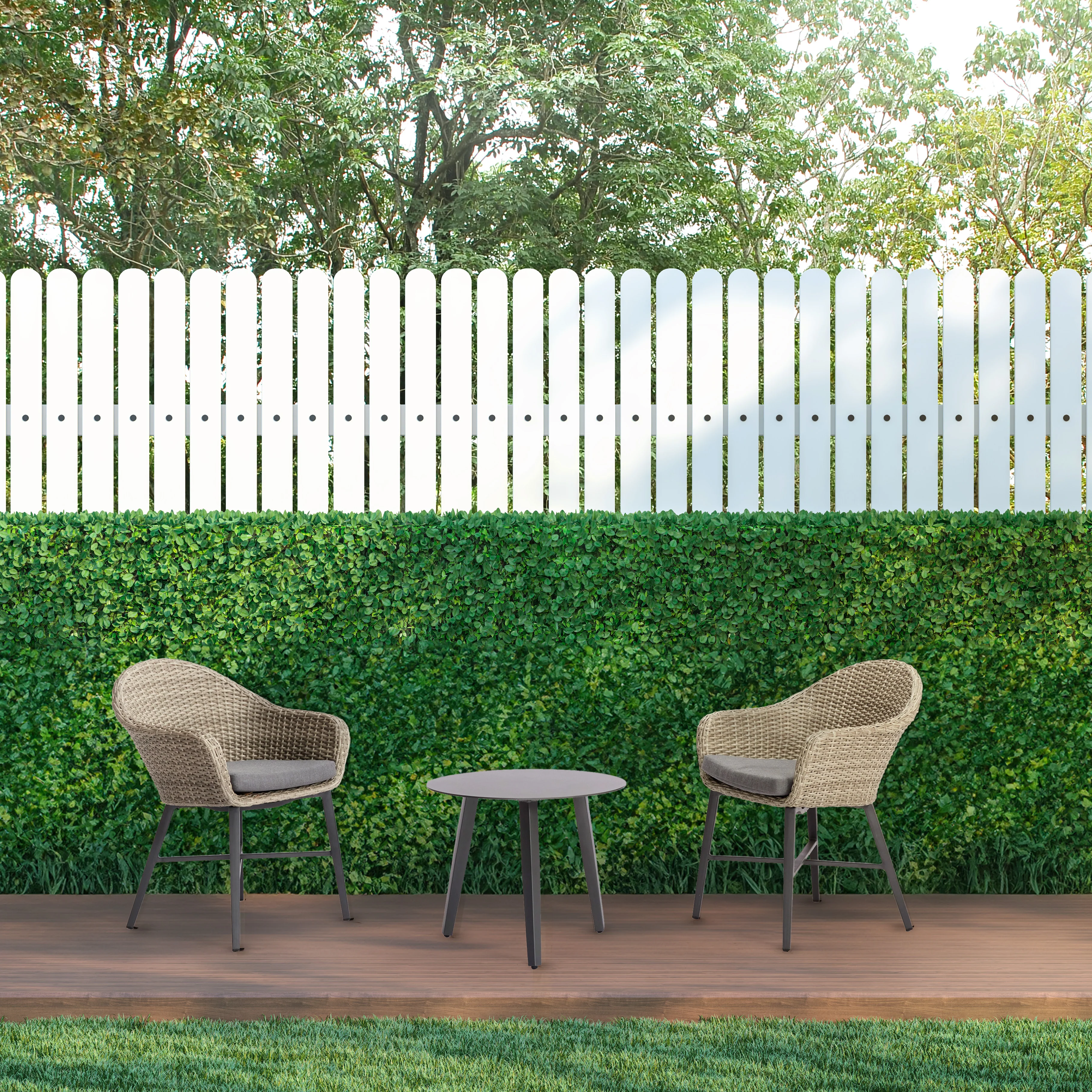 Ravello Carver Chair with Blinca Medium Coffee Table 3 Pc Outdoor Balcony Setting Charcoal - Image 3