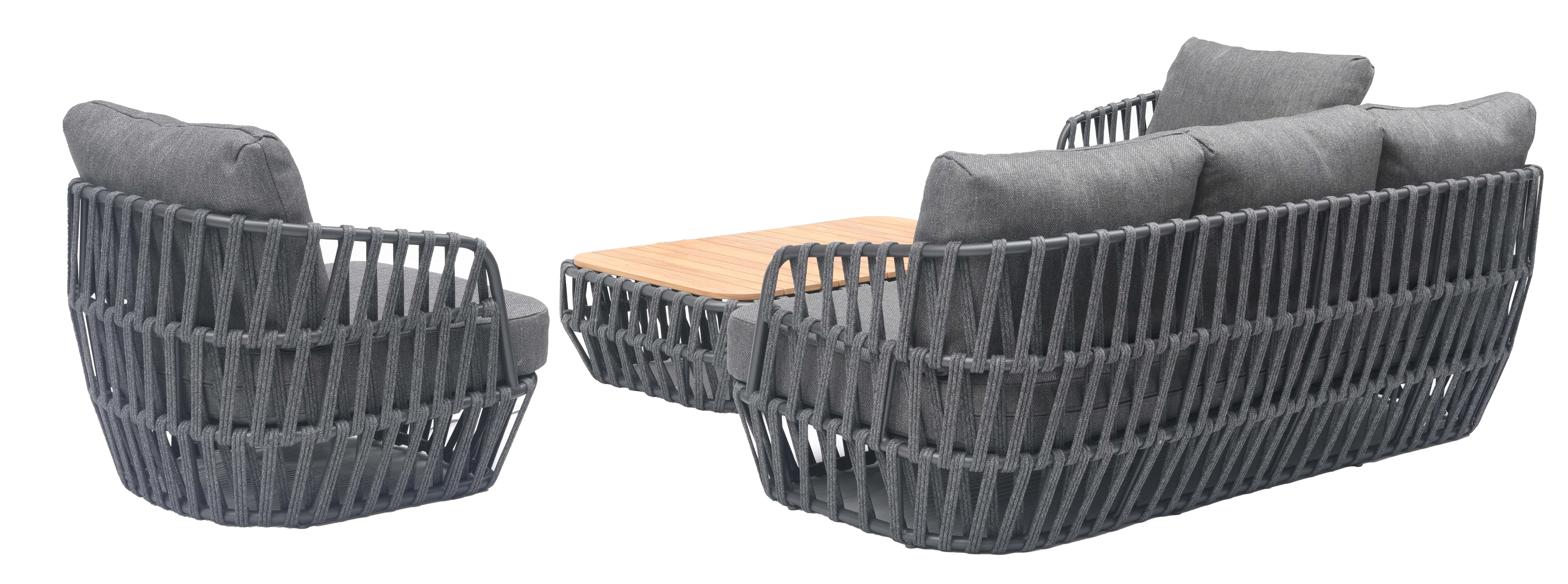 South Beach 4 Pc Outdoor Lounge Setting - Dark Grey + Dark Grey - Image 6