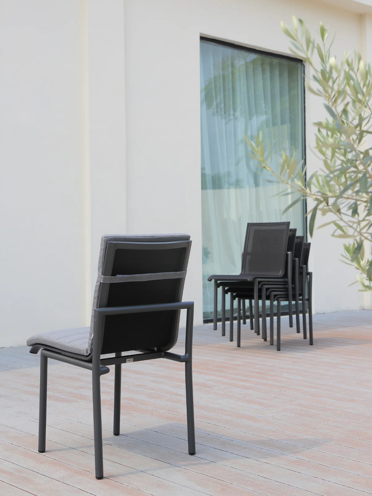 Tamarama Dining Chair Charcoal | White Aluminium - Image 6
