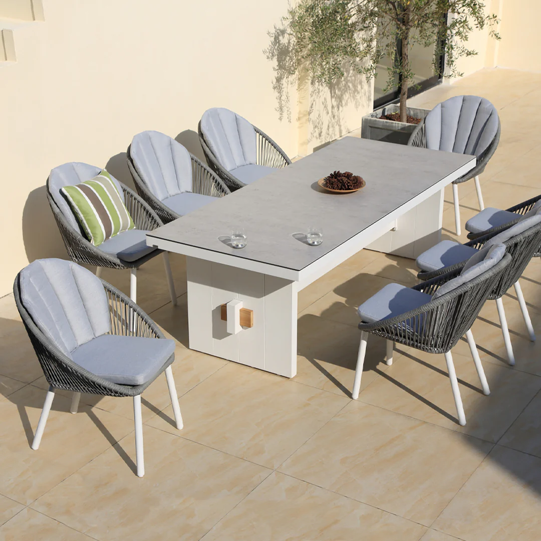 Washington Bridge 240x100cm | Outdoor Dining Table | White Ceramic Glass & Aluminium - Image 4