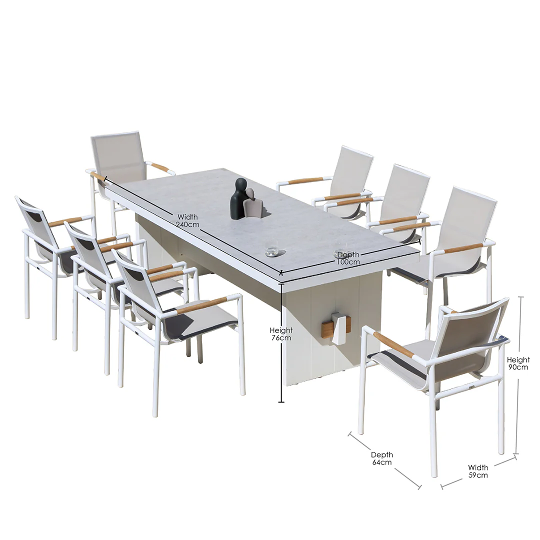 Washington Bridge 240x100cm | Outdoor Dining Table | White Ceramic Glass & Aluminium - Image 7